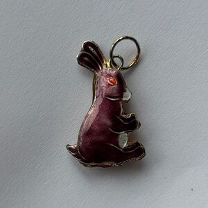 Purple Enamel Rabbit Charm Pendant Bracelet Accent